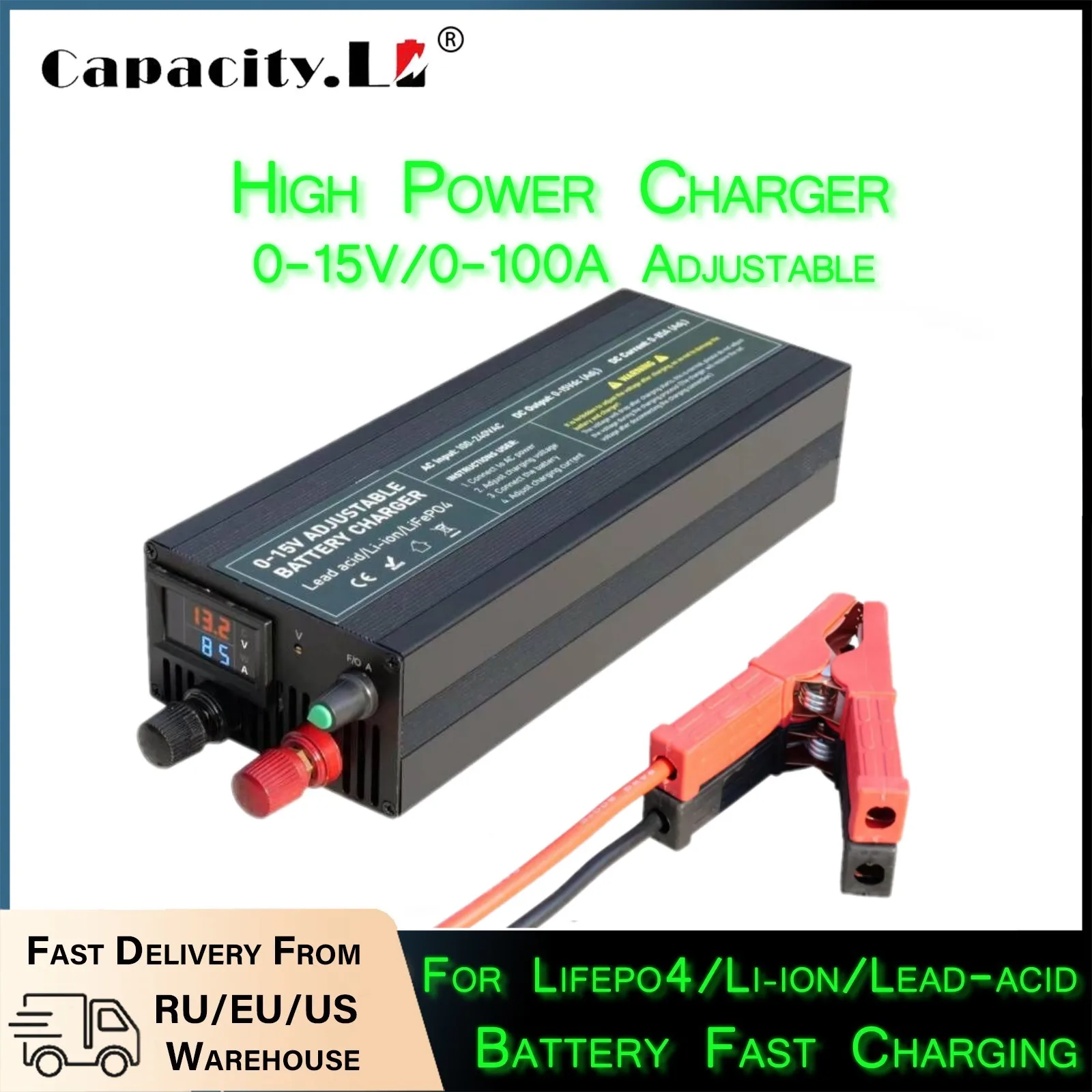 84V 20A Smart Charger - 60A100A CC CV Einstellbares Batterieladegerät, 0-15V